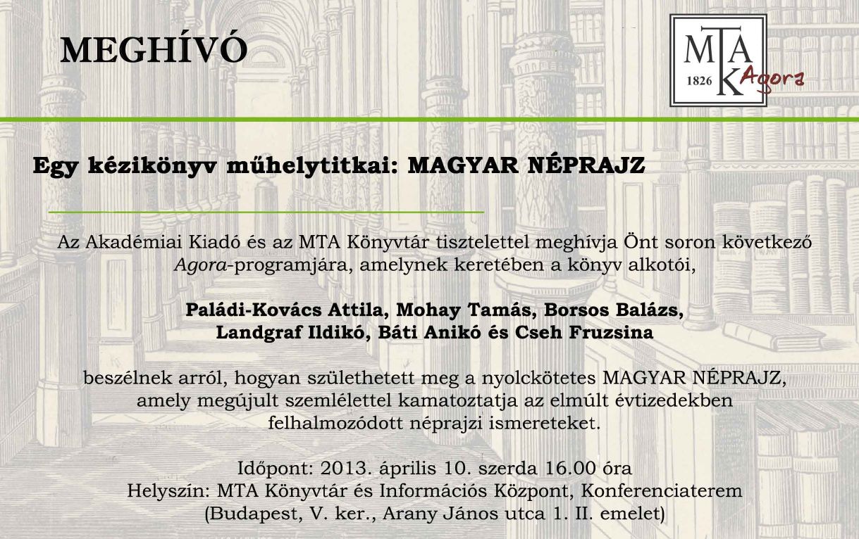 Egy kézikönyv műhelytitkai: Magyar Néprajz