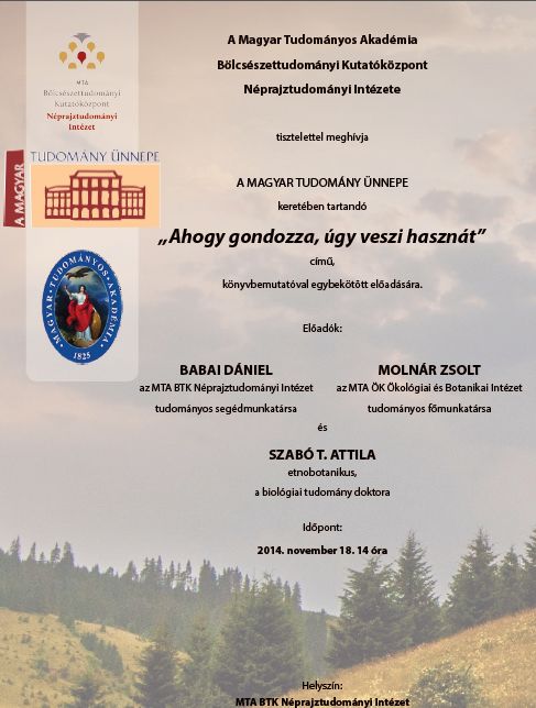 Előadások és könyvbemutató a Magyar Tudomány Ünnepe keretében a Néprajztudományi Intézetben