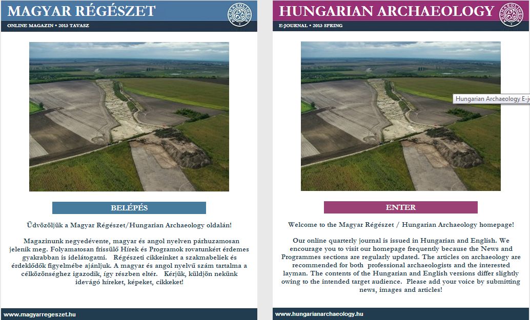 Megjelent a Magyar Régészet – Hungarian Archaeology on-line régészeti magazin 2013. tavaszi száma