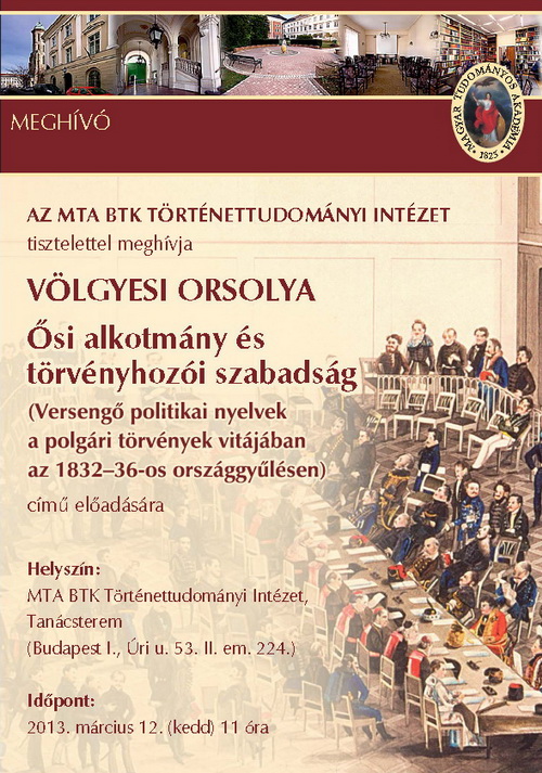 Völgyesi Orsolya előadása a Történettudományi Intézetben