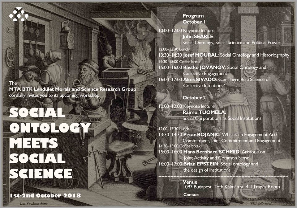 Social Ontology Meets Social Science: nemzetközi workshop a Filozófiai Intézetben